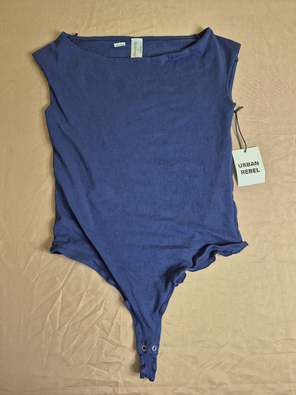 Urban Rebel Blue Cap Sleeve Boatneck Bodysuit - Large NWT